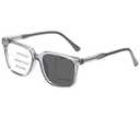HOOBAY Photochromic Progressive Multifocus Reading Glasses Men Women,Metal Spring Hinges Anti Glare UV400 Protection Cheaters Reader (Translucent Gray, 2.0, x)