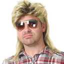 Kaneles Mens Mullet Wigs Dark Root 80s Costumes Halloween Male Wig for Fancy Dress (Dark Root Mix Blonde)