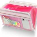 H4D 13 Pocket Expanding File Folder Organizer with Front Clear Pounch, Accordion File Organizer with Zipper Clourse, Fit for Letter Size Papers, Pink