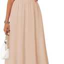 ZESICA Summer Dresses for Women 2026 Elegant Classy Square Neck Short Sleeve Flowy Cocktail Party Midi Dress (M)