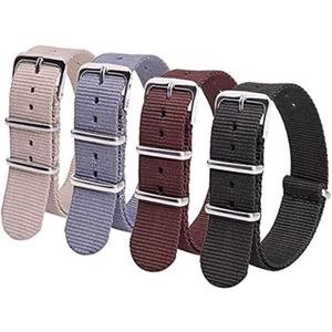 Ritche Christmas Gift Military Ballistic Nylon Strap 16mm 18mm 20mm 22mm Premium Nylon Watch Band Strap With Stainless Steel Buckle (4 Packs), White Elephant Gifts, Stocking Stuffers for Men (Black / Gray / Khaki / Dark brown)