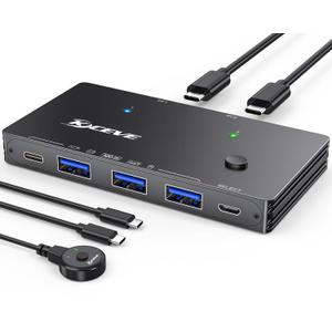 10Gbps USB 3.2 Switch 2 Computers Share 1 USBC & 3 USBA Devices, MLEEDA USB Switch Selector for PC Laptop Keyboard Mouse Portable SSD, USB Switcher with 2 USBC Data Cables and Wired Remote