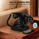 Bluetooth Retro Phone with Speakerphone, Bluetooth Landline Telephone, Bluetooth Home Phone with USB Rechargeable Power, Hands-Free Calling & Music Playback, Black