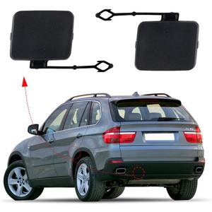 Car Rear Bumper Tow Hook Cover Cap Towing Eye for BMW X5 E70 2006 2007 2008 2009 2010 51127158447 51127158448 Trailer cover (Matte Black, Right Passenger Side)