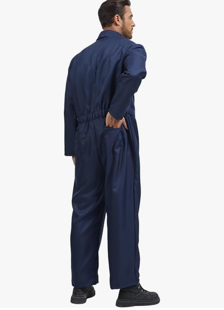 Halloween Scary Killer Costume Men Adult Serial Killer Cosplay Blue Jumpsuit Coveralls Outfit S