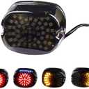 LIUJJYH Smoked LED Tail Lights, Low Profile Brake Taillights Integrated Turn Signals Compatible with Harley Sportster 1200 883 Touring Road King Dyna Super Glide Fat Boy Night Train