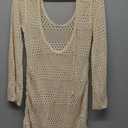 Blooming Jelly Womens Crochet Swimsuit Cover Up Knot Back Swim Cover Ups Drawstring Bathing Suits Coverup 2025 (Medium, Beige)