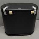 Black Slim Rectangular Plastic Trash Can with Press Type Lid,12 Liter / 3.2 Gallon Narrow Trash Bin with Pop-up Lid for Toilet,Bedroom,Bathroom,Office,Kitchen,Powder Room