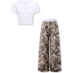 Girls Clothes 2 Piece Long Sleeve Shirt Tops Casual Pants Fall Winter Outfits for Teen Tween Girls, 11-12 T (White)