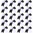 Hipcheer 20pcs 8" Large Black and White Cheer Bows for Girls, Hand-made Grosgrain Ribbon Hair Accessories for Teen Girls Softball Cheerleader Sports (Black/White (Pack of 20))