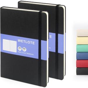 Hardcover Lined Journal Notebook 2 Pack, A5 Notebook College Ruled Writing Journals 208 Pages, Large Lined Notebooks for Women Men School College Office Journaling, Hardcover A5 Journal Set (Black)