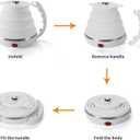 Travel Foldable Electric Kettle - Food Grade Silicone - Meonxy Collapsible Portable Tea Kettle - Boil Dry Protection - Dual Voltage and Separable Power Cord - 555ml - 110/220V