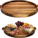 13" Round Acacia Wood Tray with 2 Built-in Handles | Versatile Serving Board for Coffee Table, Parties & Daily Dining | Large Charcuterie & Cheese Platter, Decorative Gift Tray