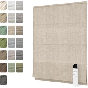 Motorized Roman Shades with Remote, Cordless Smart Blackout or Light Filtering Roman Blinds, Automatic Window Blinds for Bedroom, Living Room, Kitchen, Office, Custom Size Motorized Roman Shades with Remote, Cordless Smart Blackout or Light Filtering Roman Blinds, Automatic Window Blinds for Bedroom, Living Room, Kitchen, Office, Custom Size