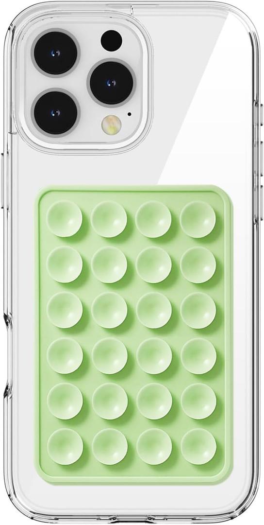 PKYAA Anteel Silicone Suction Phone Case Mount, Silicon Sticky Grip, Adhesive Accessory for Smartphones, Hands-Free Mirror Shower Holder for Selfies, Tiktok Videos (Light Green)