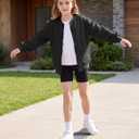 Girls Bomber Jackets Lightweight Zip Up Fashion Kids Cute Jacquard Coats Fall Varsity Outwear Clothes (Black, 13-14Y)
