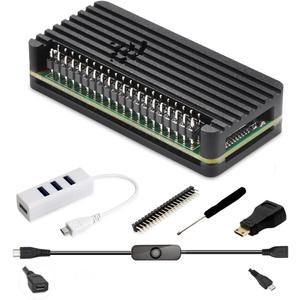 iUniker Pi Zero Aluminum Case Kit with Pin Header, OTG Hub, HDMI Adapter, On/Off Switch for Pi Zero 2