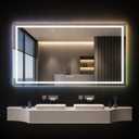 72"X32" LED Bathroom Mirror with Front and Backlit Lighting, 8 RGB Backlit＋3 Color Temperatures, Dimmable Anti-Fog Vanity Mirror for Bathroom Over Sink, Tempered Glass