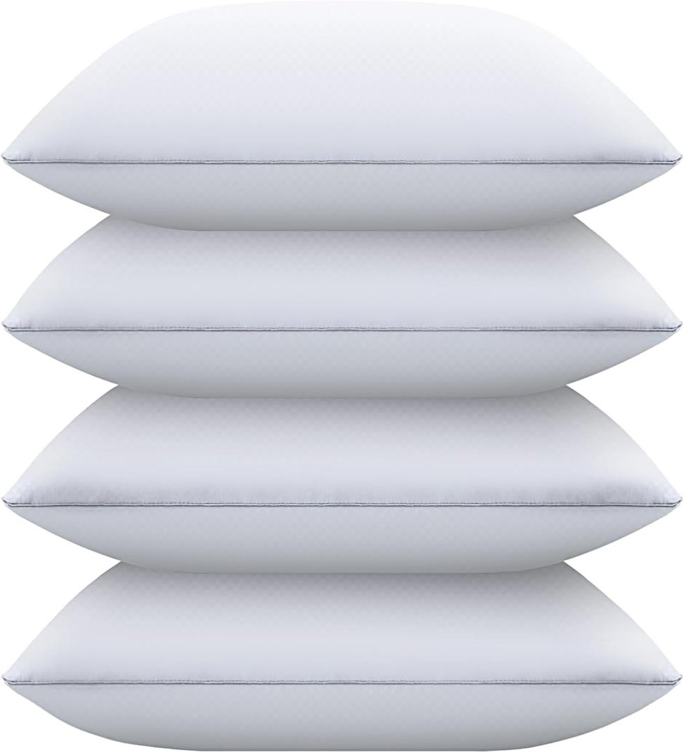 Bed Pillows for Sleeping Standard Size Set of 4,Down Alternative Filling,Pillows for Back, Stomach or Side Sleepers (Grayedge)