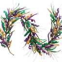 Bibelot 70 Inch Mardi Gras Purple and Green Glitter Garland, Mardi Gras Hanging Party Garland for Front Door Mantle Fireplace Carnival Party Indoor and Outdoor Decor