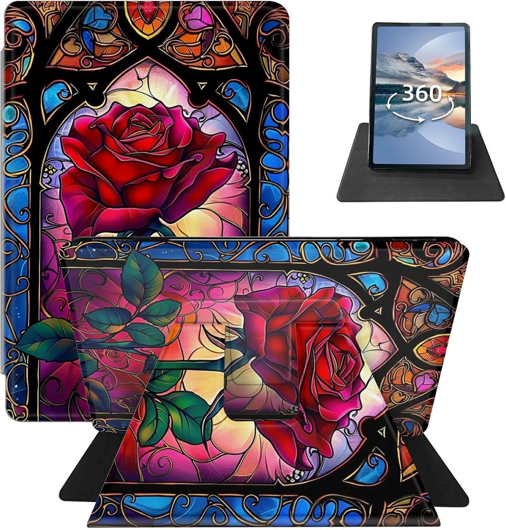 for 6" Kindle Paperwhite 10th Generation 2018 Release 360 Degree Rotating Case, PU Leather Stand Smart Flat Case with Auto Wake/Sleep for Kindle Paperwhite 2018 6 Inch PQ94WIF, Glass Rose