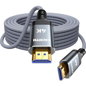 Highwings 4K Fiber Optic HDMI Cable 75FT Long - Unidirectional 4K HDR Braided HDMI Cord, 18Gbps High Speed with Ethernet/ARC, 3D, HDCP 2.2, ARC, Compatible for PS-5/4/3/4K HDTV/Streaming Media (Grey)