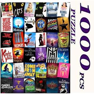 QISHOP 1000 Pieces Jigsaw Puzzles for Adults, Broadway Musical Theater 29.719.6 Inch Colorful Puzzles for Children and Teens Ages 12 and up, Difficult Puzzle Art for Men and Women(CAT)