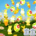 2 x Easter Decorations Lights Battery Operated 2Pack 80LED Total 26FT Carrot Bunny Rabbit Egg Fairy String Lights 8 Modes for Home Bedroom Party Indoor Outdoor Window Tree Spring Easter Decor, Warm White