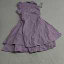 Kaximil Women's Square Neck Ruffle Hem Mini Dress Ruched Waist Short Party Dresses (Purple),S