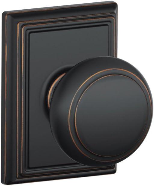Schlage F10 AND 716 ADD Andover Door Knob with Addison Trim, Hall & Closet Passage Lock, Aged Bronze