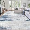 8x10 Area Rugs, Abstract Modern Ultra Soft Washable Rug, Non Slip Carpet with Rubber Back Stain Resistance Rugs for Living Room, Bedroom, Dining Room Decor(Blue & White)