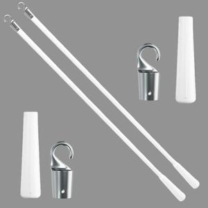 2-Pack 48 Inch White Fiberglass Vertical Blind Wand Replacement Durable Tilt Control Rod with Hook & Handle Replacement Parts for Vertical Blinds & Window Shades