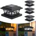 4 Pack Solar Post Cap Lights Outdoor Waterproof, Fits 4x4, 5x5, 6x6 Wooden & Vinyl Fence Decks, Edison LED Bulb with Warm & Cool White Light Modes