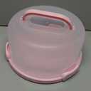 Zoofen Plastic Cake Carrier with Handle 10in Cake Holder Cake Stand with Lid Pink Cake Container for 10in Cake Round Cake Carrier for Transport