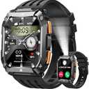Military Smart Watches for Men (Answer/Make Calls), 2.02'' Fitness Smart Watch for Android and iPhone, Waterproof Fitness Tracker with Blood Pressure/Heart Rate/Sleep/100+ Sport Modes, Watches for Men