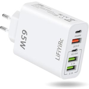 European Travel Plug Adapter, Type C Charger Block PD 20W QC3.0 Fast Charging, 2 USB C 3 USB A Power Adaptor to Europe Compatible with iPhone 16 15 14 13 12 11 Pro Max XS XR X Plus, Galaxy