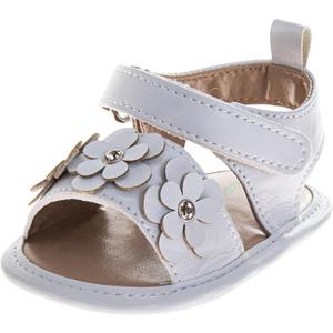 Josmo Baby Girl Sandals Soft Sole Spring Summer Dress Floral, Butterfly & Bow Sandals Size 2-4 Infant (White)