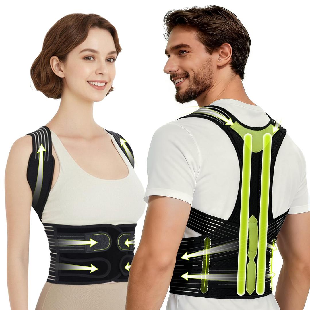 Posture Corrector for Women & Men, Breathable Full Back Brace Support for Hunchback, Adjustable Invisible Shoulder Straightener for Upper & Lower Back Pain Relief, Daily Wear for Office & Home,  Medium (Waist 30.70"-37.79")