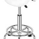 Adjustable Swivel Rolling Stool - PU Leather Salon Chair with Wheels, Soft Seat, Height Adjustable, Perfect for Beauty, Spa, and Home Use (White)