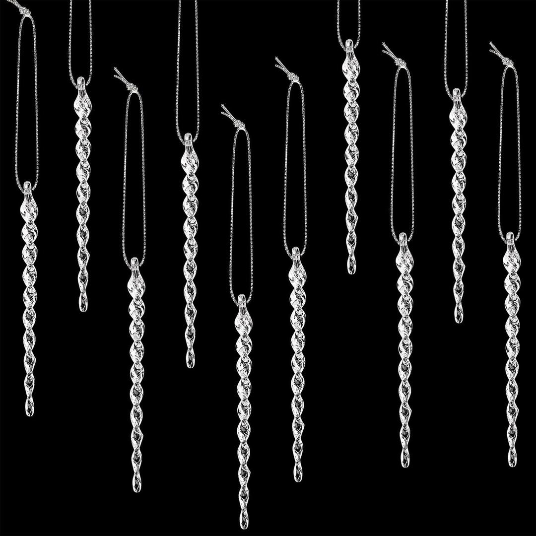 30 Pcs Christmas Plastic Icicle Twisted Plastic Icicle Ornaments Christmas Tree Hanging Decoration and Holiday Xmas Party Wedding Hanging(5.12 Inch, Clear)