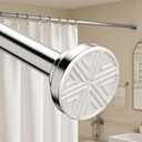 Silver Shower Curtain Rod 26–65 Inch, Adjustable Spring Tension Curtain Rod No Drill, Stainless Steel Shower Rod Easy Install, Rustproof Tension Rod for Windows Bathroom Closet Kitchen Room Divider