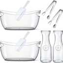 2 Sets Ice Buckets for Parties, 5.5l Clear Acrylic Ice Bucket with 2 Glass Carafe and Scoops for Champagne Beer Sparkling Wine Cocktails, Parties, Mimosa Bar Supplies
