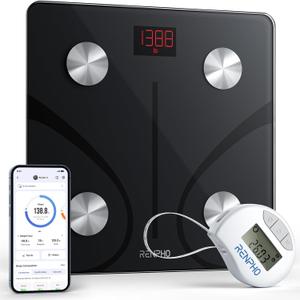 RENPHO Smart Scale and Tape Measure, Digital Bluetooth Scale with Tape Measure for Body Measuring, Weight Loss, Muscle Gain, Gift, 400lbs, Inches/cm (11"/280mm)