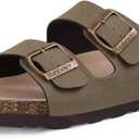 Unisex Cork Footbed Slide Sandal, Arch Support Summer Outdoor Sandals with Adjustable Buckle for Women and Men (10 Women/8.5 Men)