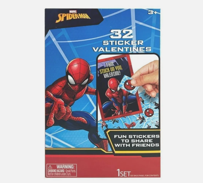 Exchange Cards Spiderman 32 Sticker Valentine
 2 Pack