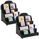 Barydat 2 Pcs 4 Tier Greeting Card Display Stand Wooden Sticker Display Stand Portable Card Display Rack for Vendors Retail Counter Table Display Trade Shows Showcase (Black,11.8 Inch)