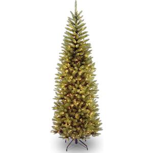 National Tree Company Artificial Pre-Lit Slim Christmas Tree, Green, Kingswood Fir, White Lights, Includes Stand, 6.5 Feet