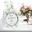 2 x How Many Kisses Bridal Shower Game, (1 Standing Sign + 50 Guessing Cards), Greenery Guessing Card, How Many Cards Baby Shower Game, Wedding Games for Guests-GK01