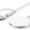 JSAUX Charger for iPhone 17 Magsafe Wireless Charging, Compatible with iPhone 17 Air Pro Max/16/15/14/13/12 Series, Magnetic Mag Safe Charging Pad, Aluminum Alloy, USB & USB C Dual Ports - Silver