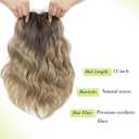 Ms Taj 11 Inch Short Wavy Hair Topper for Women with Thinning Hair, Natural Synthetic Lightweight & Breathable Hairpiece with 6.5"x6.5" Base, Instantly Adds Volume and CoverageOmbre Brown Blonde